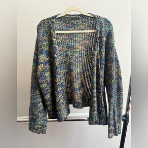 green white orange oversized cardigan sweater